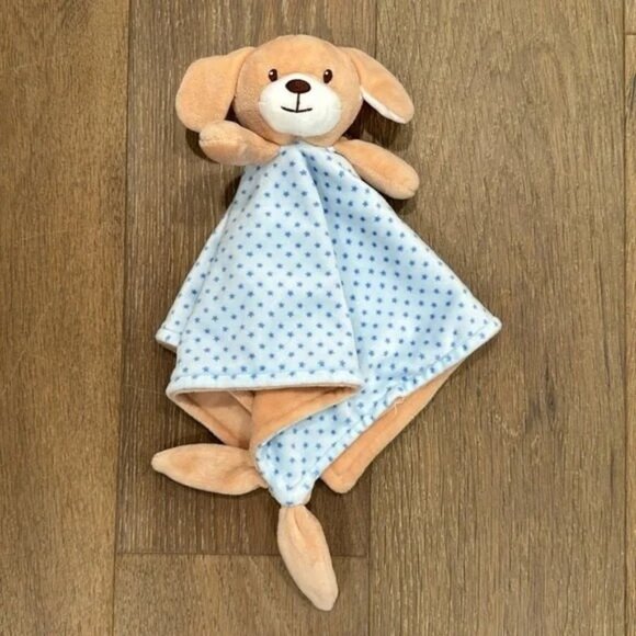 Crevent Baby Lovey Blanket Puppy Plush Head Knot Tails Star Pattern 14"x14" - Picture 1 of 11